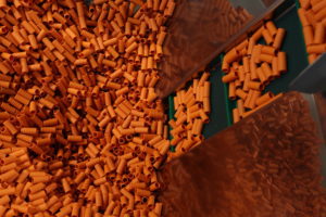 Orange tubes in a factory